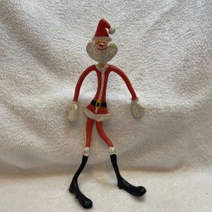 Vtg 10" Rubber‎ Bendy Bendable Santa Claus Figure Fun Christmas